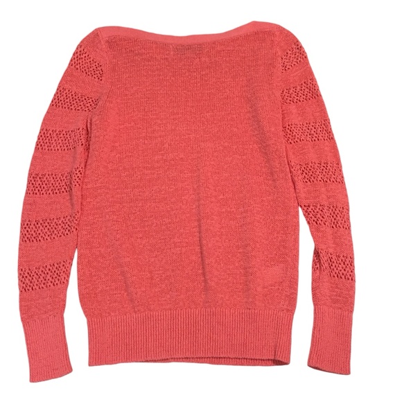 LOFT Coral Knit Boatneck Open Weave Sweater Top - Women’s XS - Picture 6 of 12